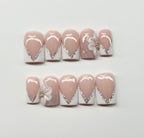 Champagne Veil French Tips Press-On Nails| Reusable Custom Set