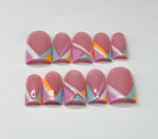 Abstract Pastels French Look Press On Nails|Reusable Nail Set