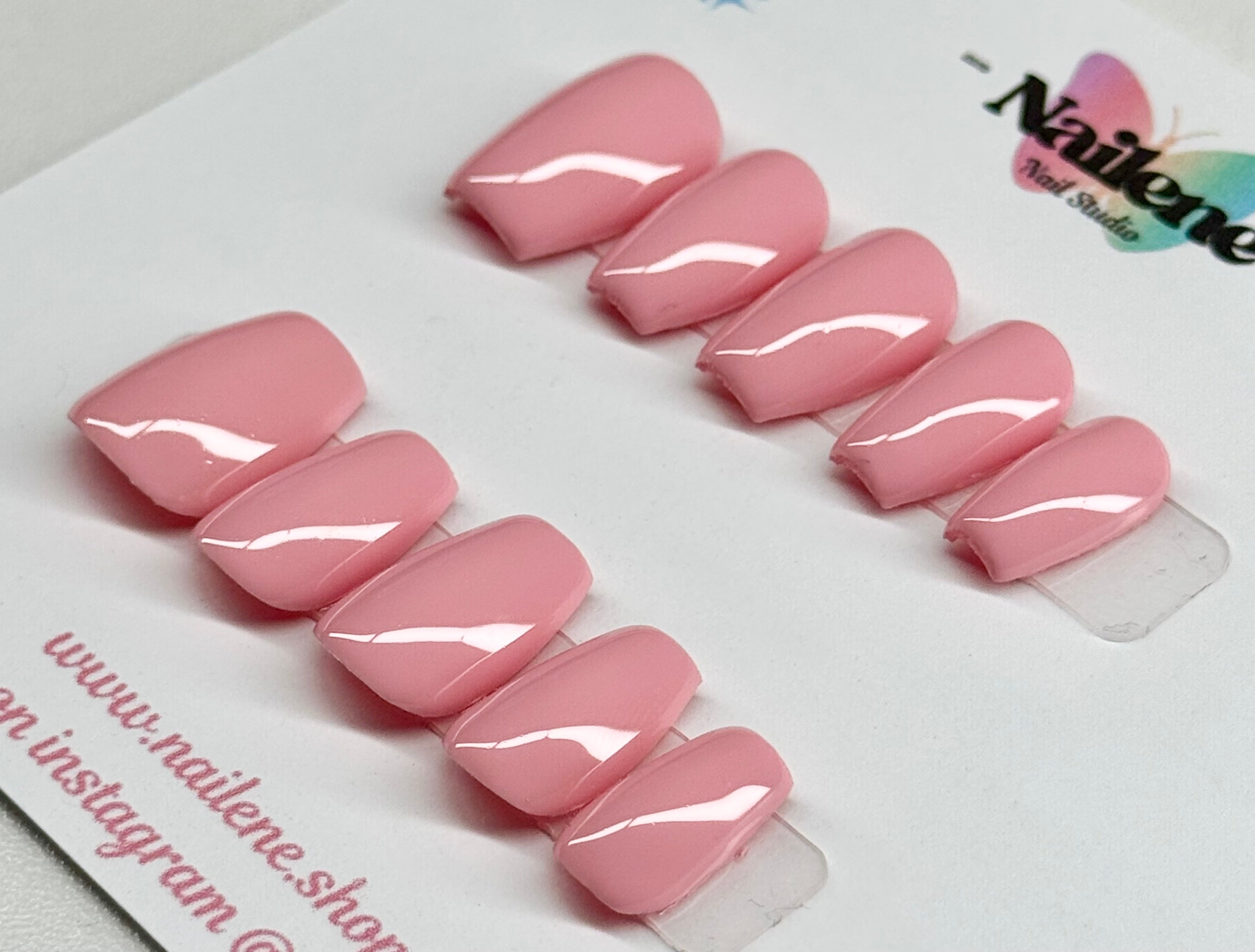 Bubblegum Bliss Solid Color Press On Nails| Reusable Custom Nails
