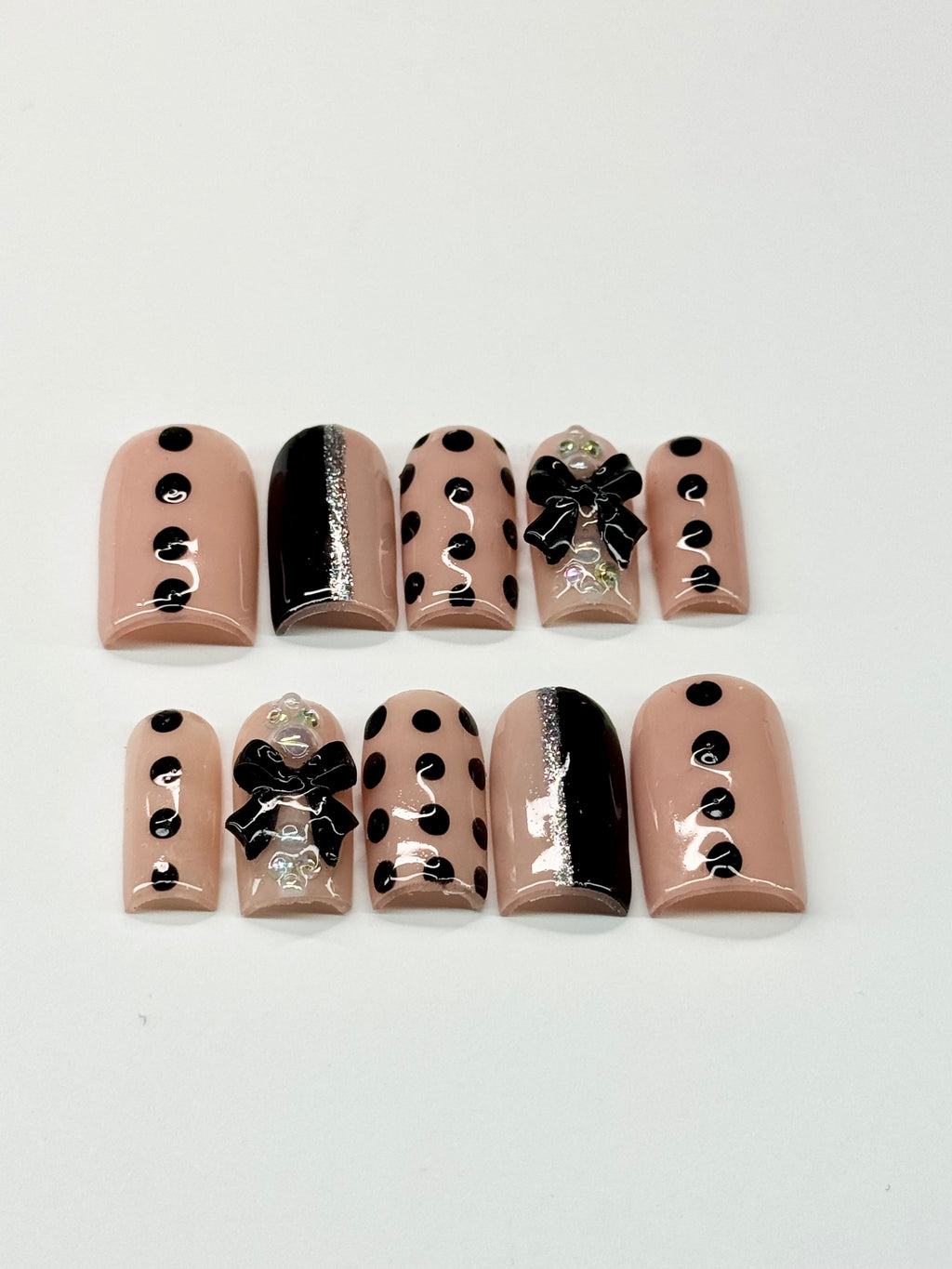 Polished Affair Polka Dots Press On Nails| Reusable Custom Nail Set