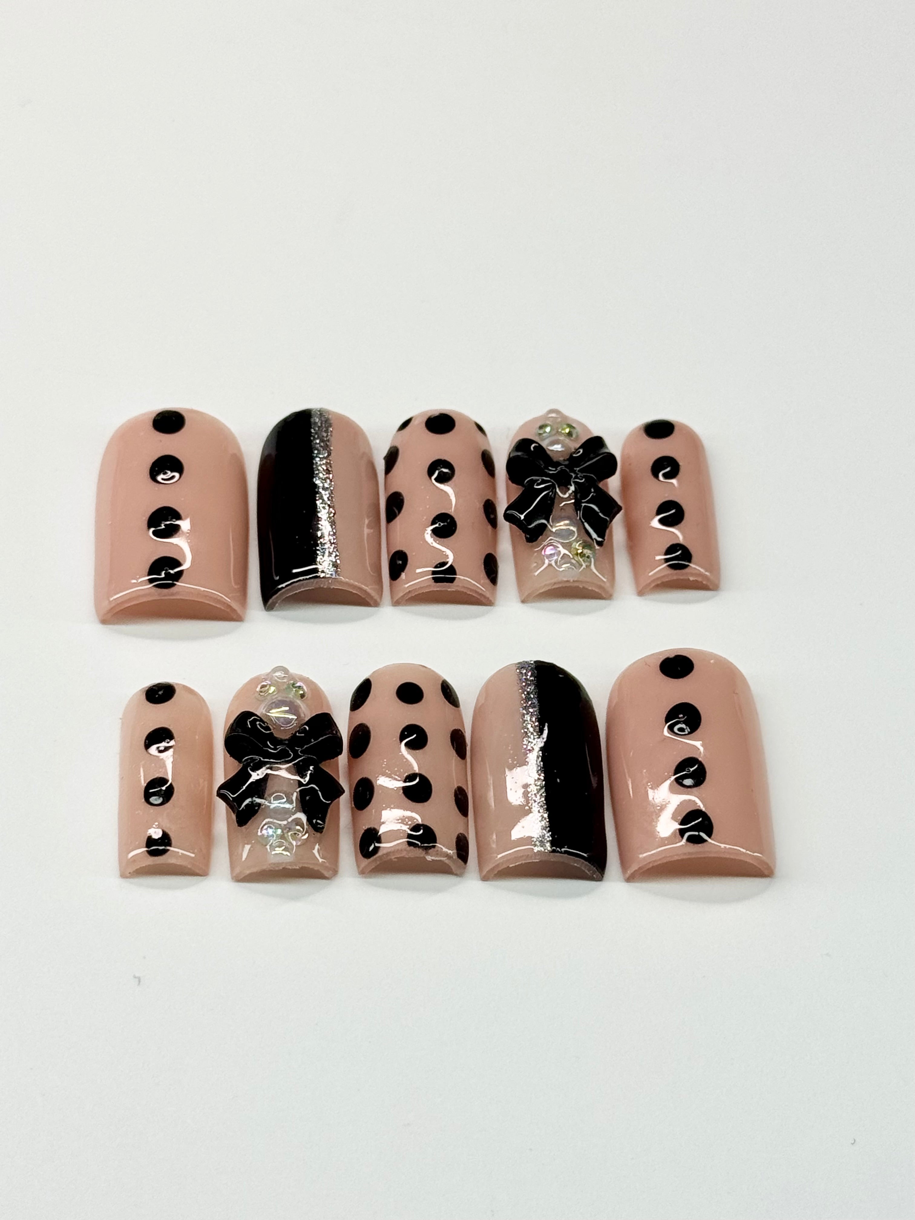 Polished Affair Polka Dots Press On Nails| Reusable Custom Nail Set