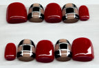Runway Red Plaid Press On Nails| Reusable Custom Nails