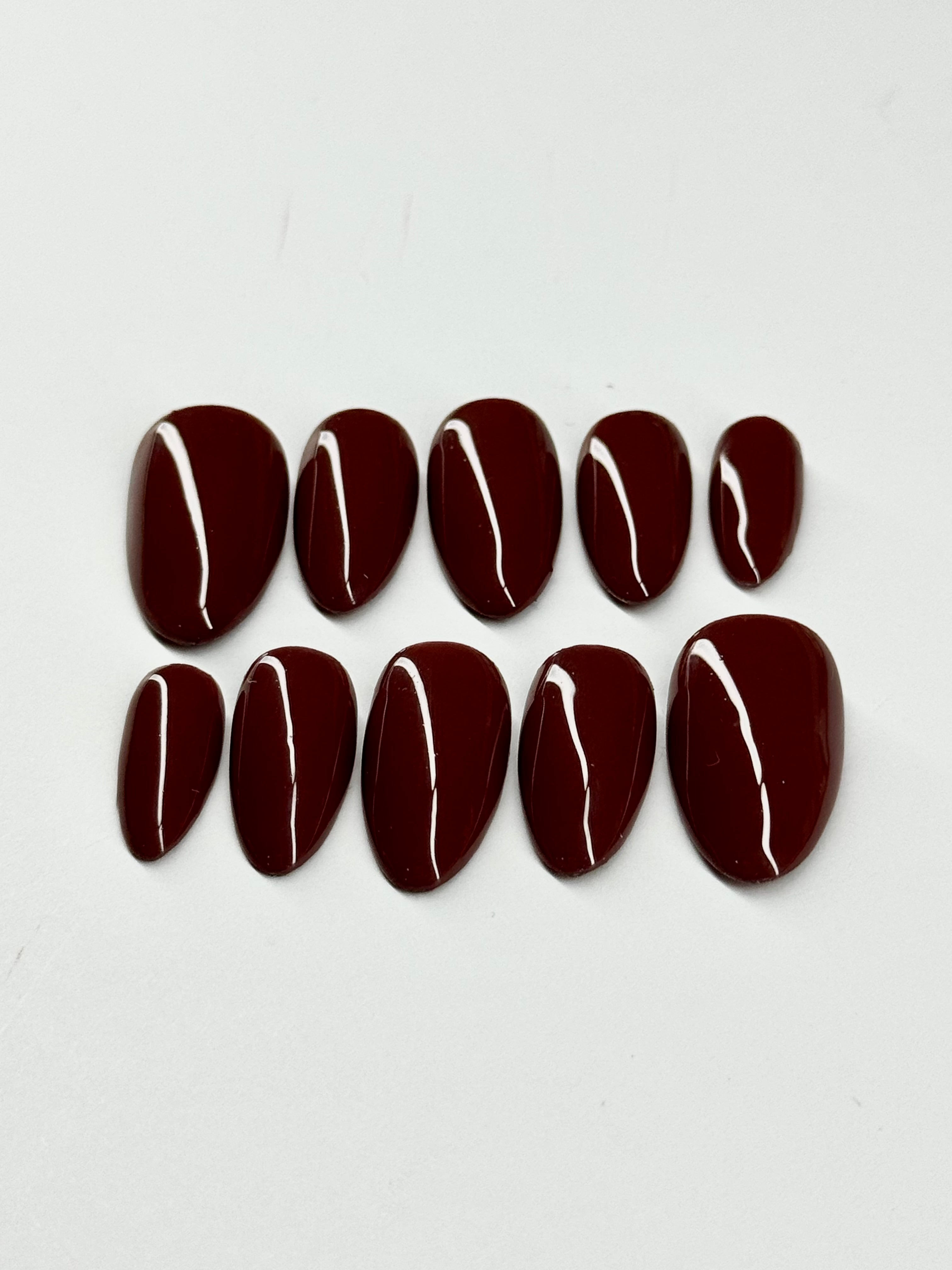 Dark Brown Solid Color Press on Nails| Reusable Custom Nails