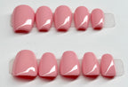 Bubblegum Bliss Solid Color Press On Nails| Reusable Custom Nails