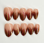 Nail art with gradient design on a white background