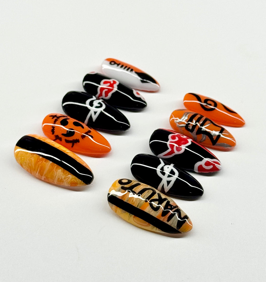 Decorative nail art designs on a white background