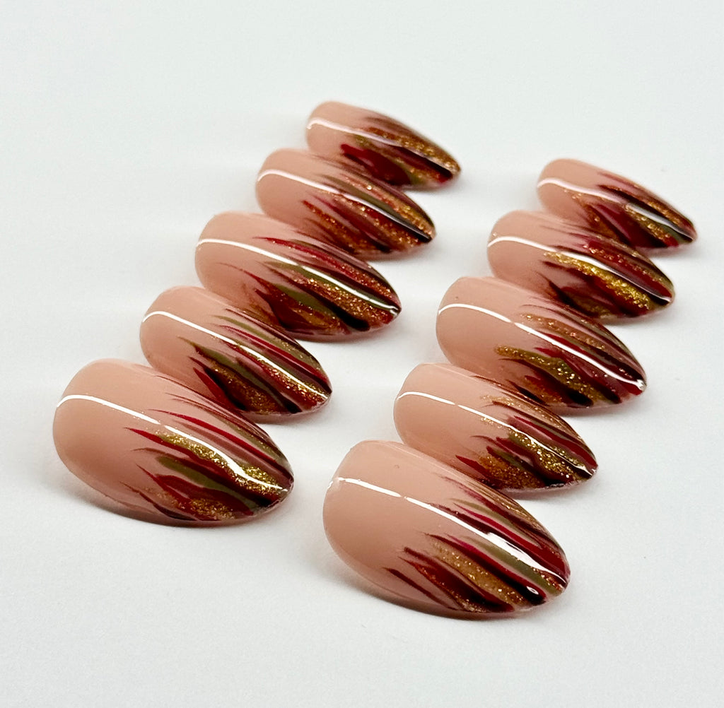 Autumn Ember French design Press On Nails|Reusable Custom Nails