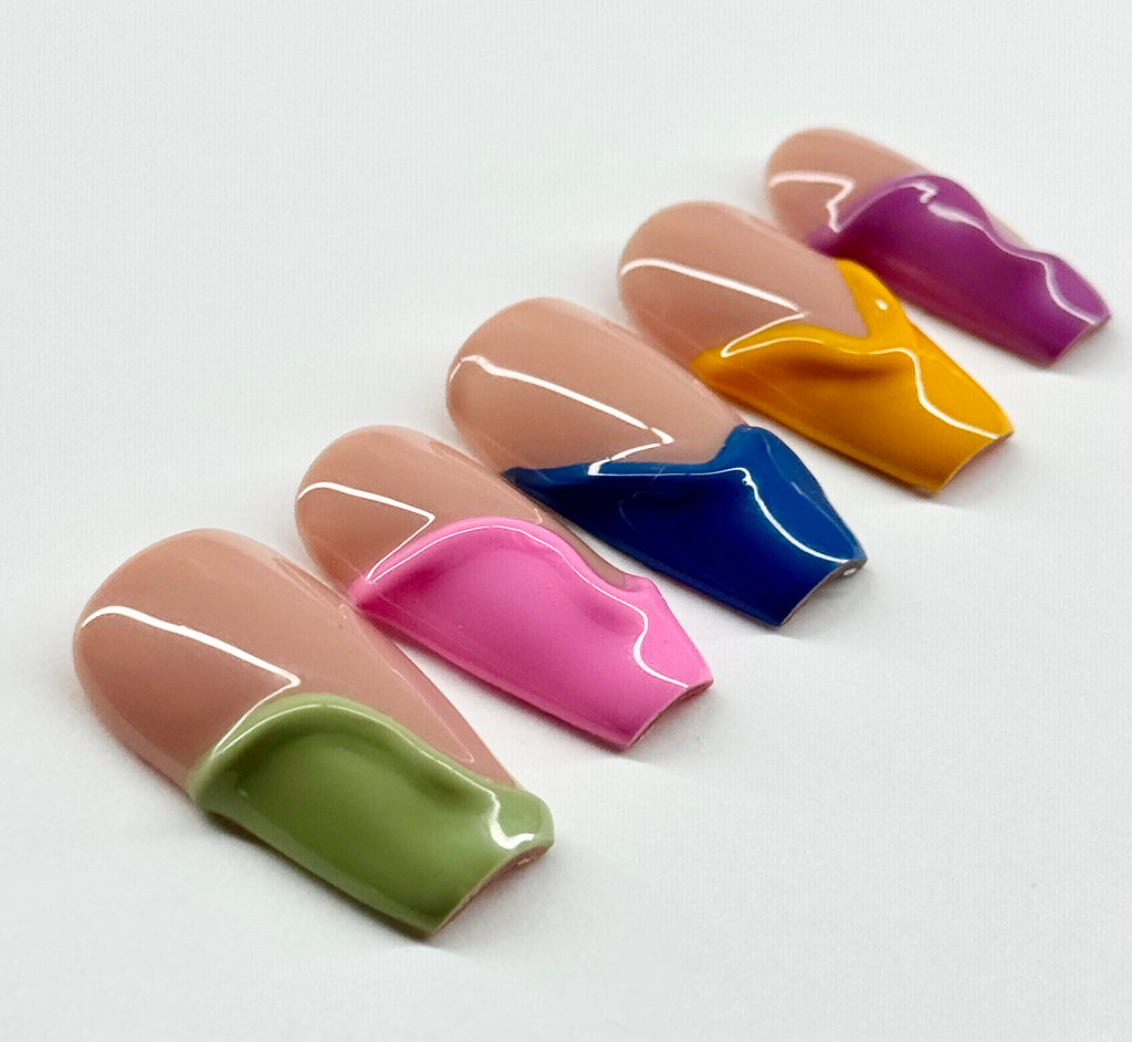 Prismatic 3D Abstract Press On Nails|Reusable Custom Nails