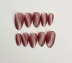 Halo Pink Solid Color Cat Eye Press On Nails|Reusable Custom Nails