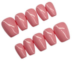 Set of pink nail polish on a white background