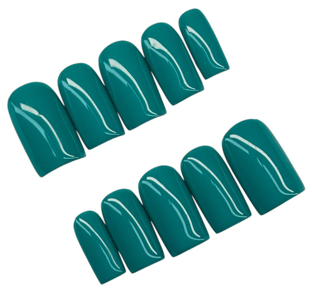   teal press on nails