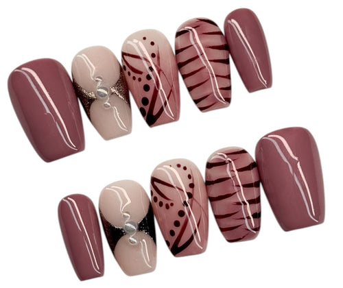 Set of nail art designs on a white background