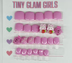 Pastel Purple Bunny Theme Kids Press On Nails| Hand painted Reusable Nail Set