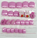Pastel Purple Bunny Theme Kids Press On Nails| Hand painted Reusable Nail Set