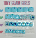 Pastel Blue Butterfly Kids Press on Nails| Hand painted Reusable Nail Set
