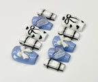 Blue Belle Bow Press On Nails|Reusable Custom Nail Set