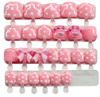 Pastel Pink Polka Dot Kids Press on Nails| Hand painted Reusable Nail Set