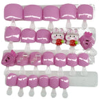 Pastel Purple Bunny Theme Kids Press On Nails| Hand painted Reusable Nail Set