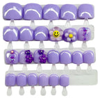 Pastel Purple Flowers Kids Press On Nails| Hand painted Reusable Nail Set