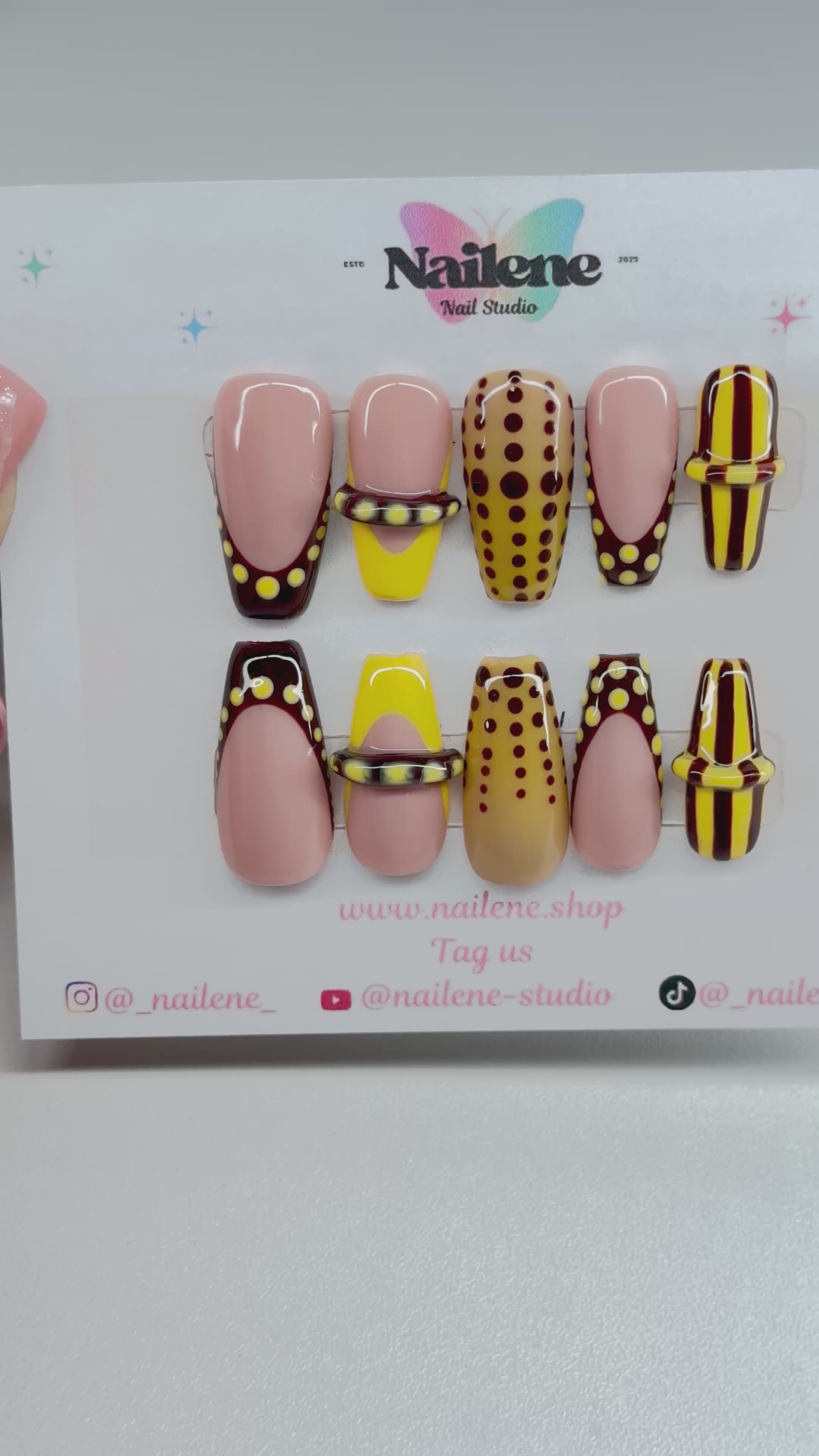 Honey Spot Press On Nails| Hand painted Reusable Nail Set