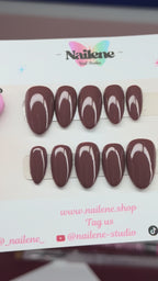 Dark Brown Solid Color Press on Nails| Reusable Custom Nails