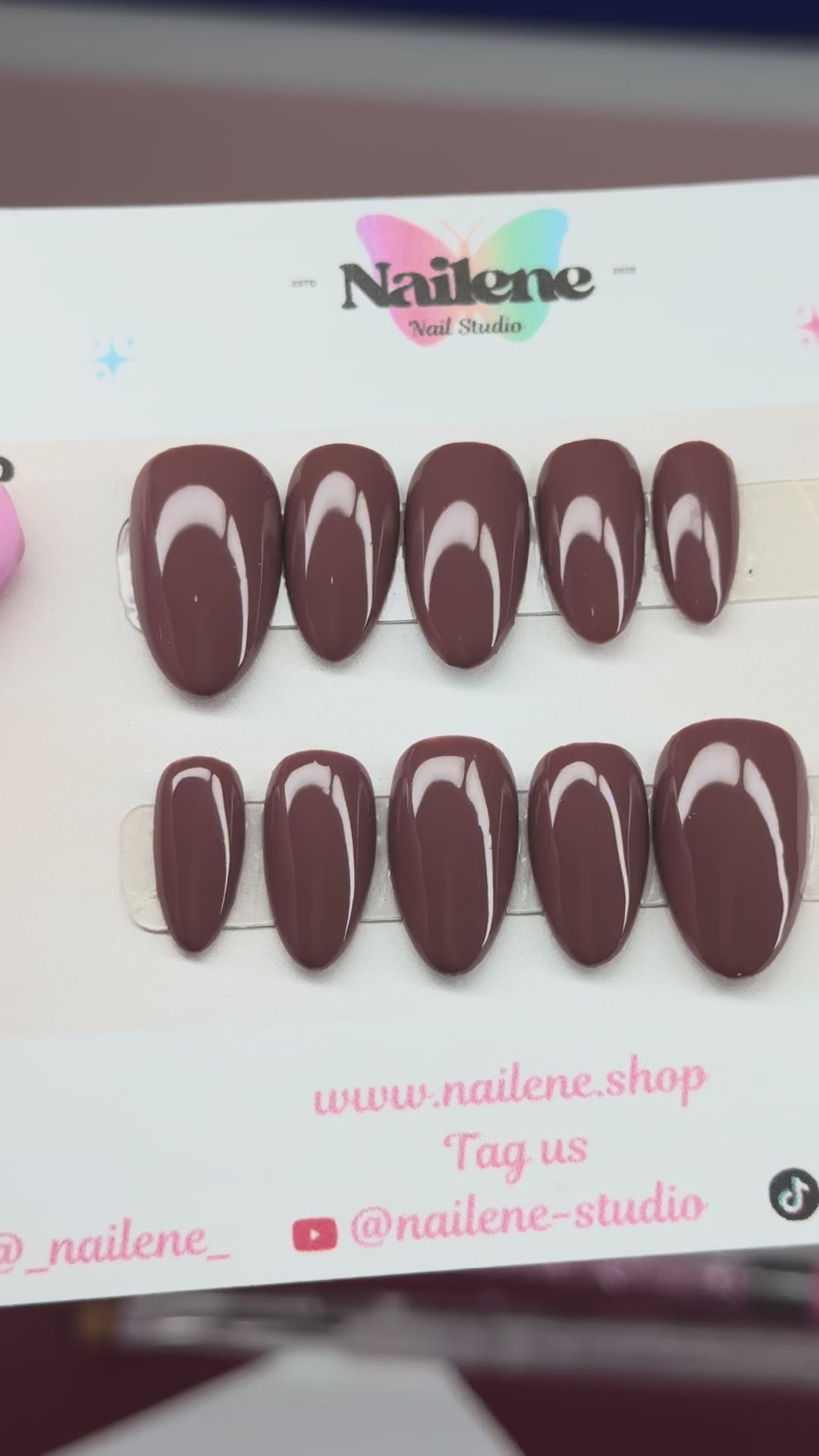 Dark Brown Solid Color Press on Nails| Reusable Custom Nails