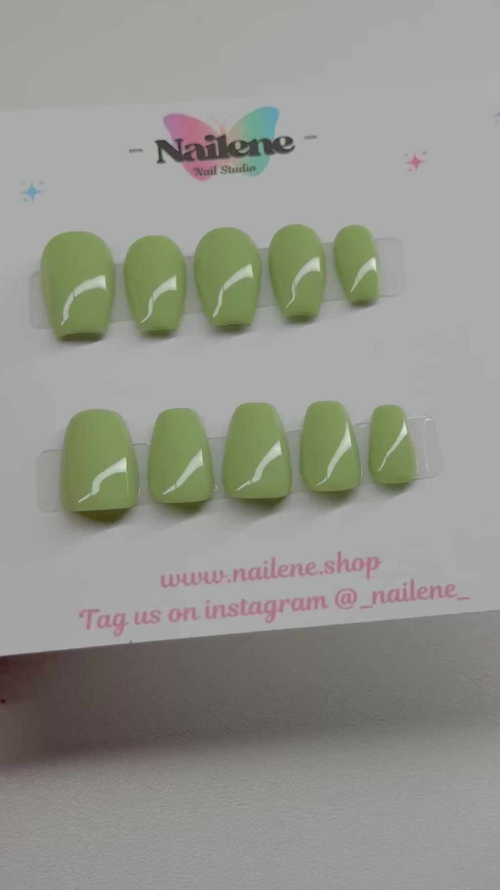 Sour Apple Solid Color Press On Nails| Reusable Custom Nails