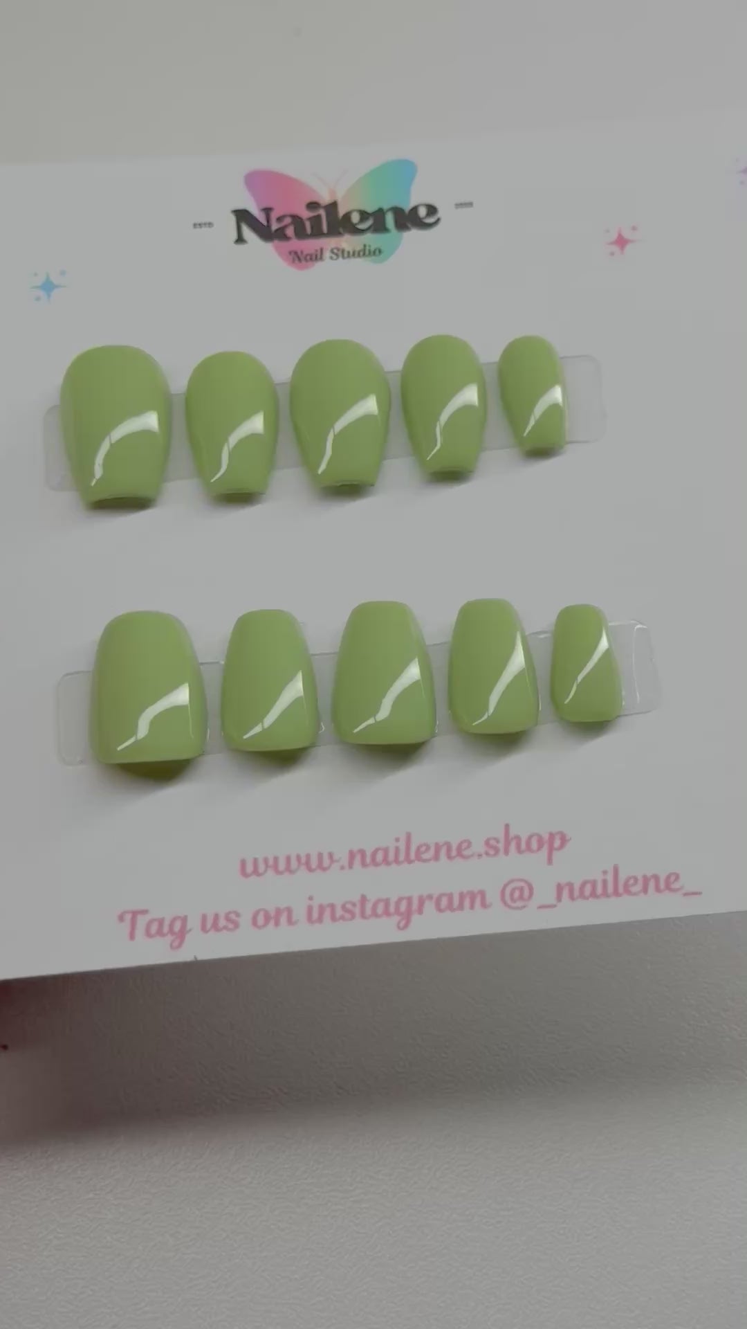 Sour Apple Solid Color Press On Nails| Reusable Custom Nails