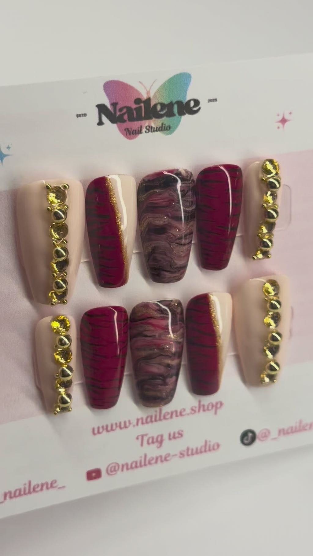 Tiger Flame 2000 Style Design Press On Nails| Reusable Custom Nails