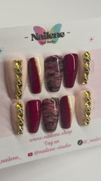 Tiger Flame 2000 Style Design Press On Nails| Reusable Custom Nails