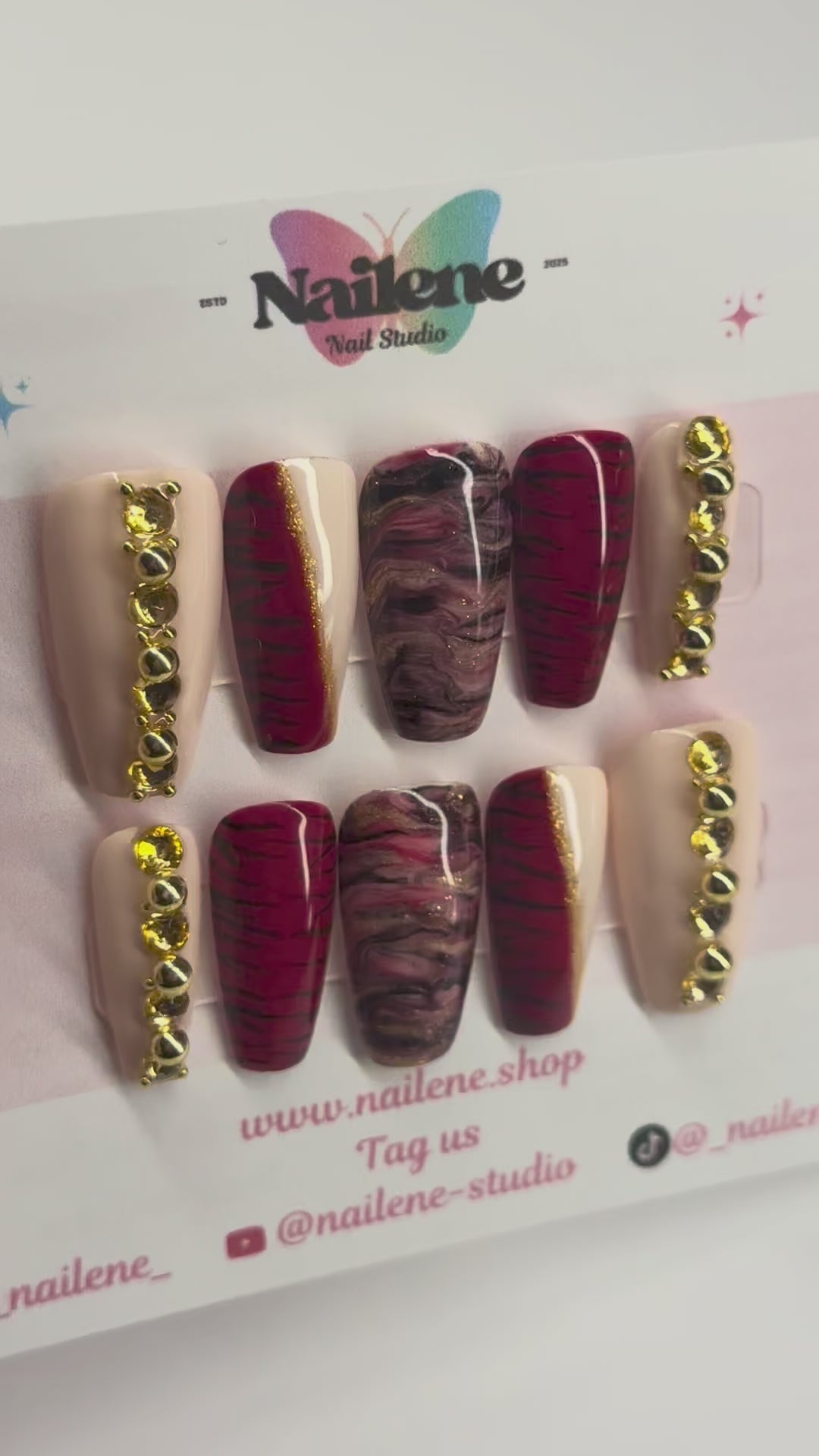 Tiger Flame Press On Nails| Hand painted Reusable Nail Set