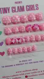 Pastel Pink Polka Dot Kids Press on Nails| Hand painted Reusable Nail Set