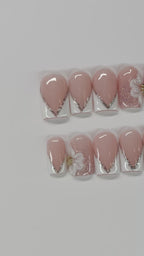 Champagne Veil French Tips Press-On Nails| Reusable Custom Set