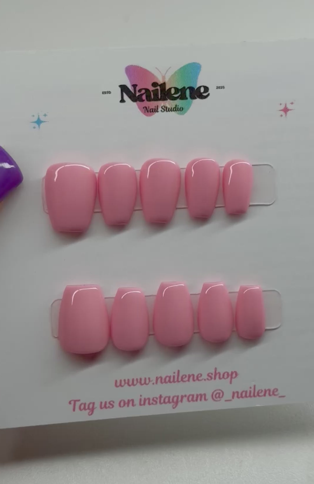 Bubblegum Bliss Solid Color Press On Nails| Reusable Custom Nails
