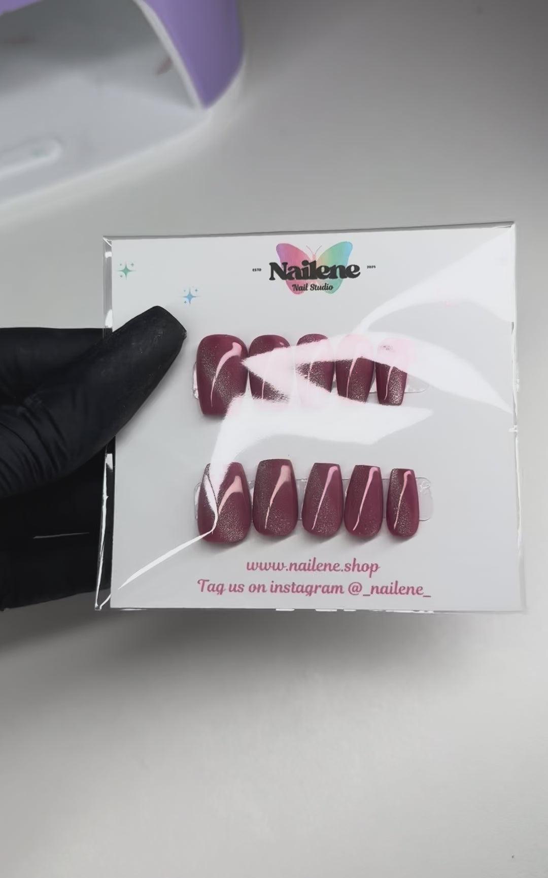 30 Pcs Cat Eye Solid Color Press On Nails| Reusable Custom Nails