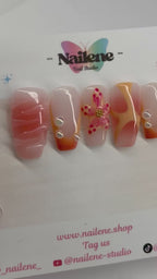 August Fire Modern Ombre Press On Nails| Reusable Custom Nails